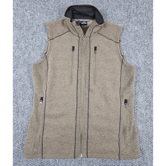Kuhl Vest Mens Medium Taupe Full Zip Fleece Sweater Knit Outdoor Pockets Warm - Picture 2 of 8